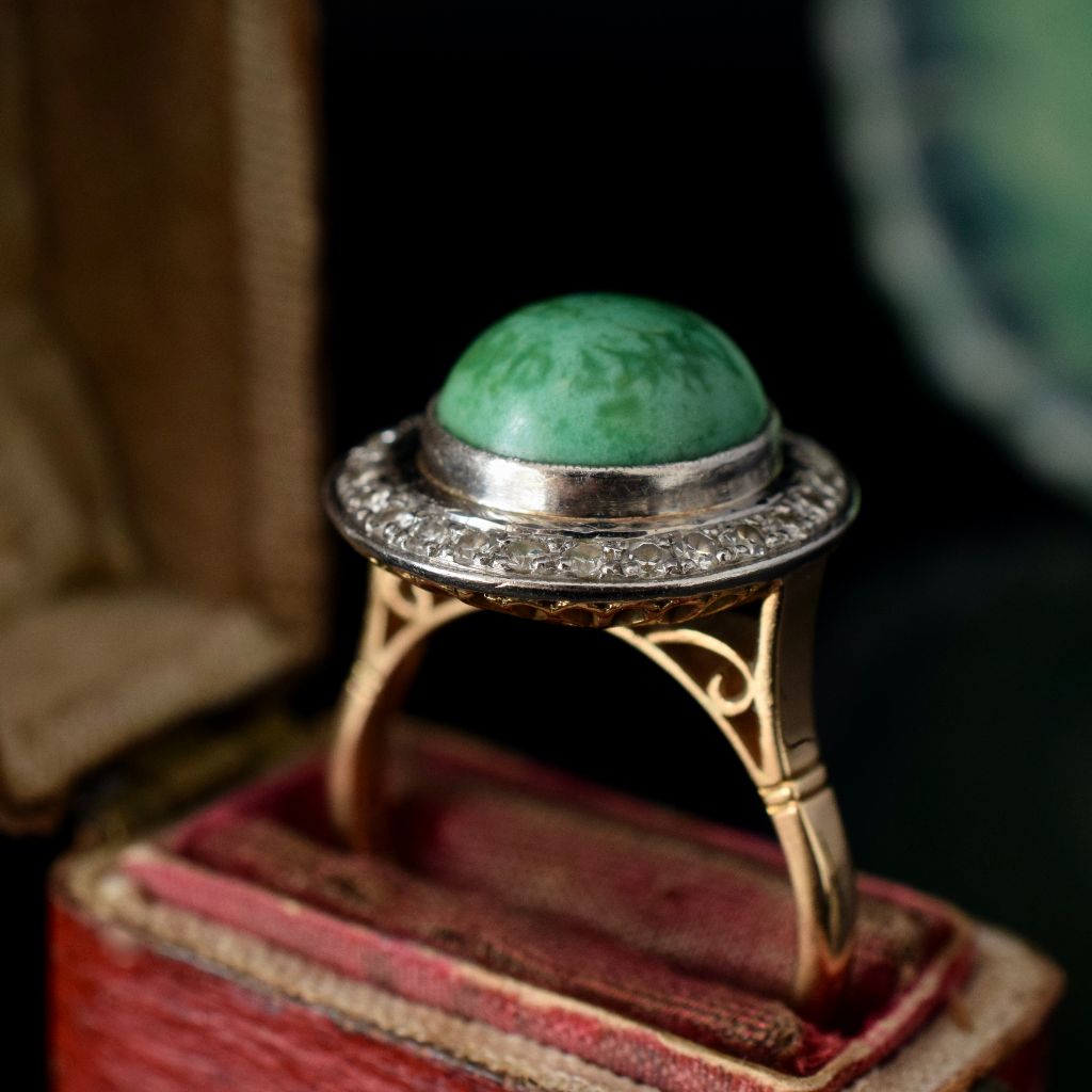 Art Deco / Mid Century 18ct And Platinum Turquoise Diamond Ring by ‘Catanachs’