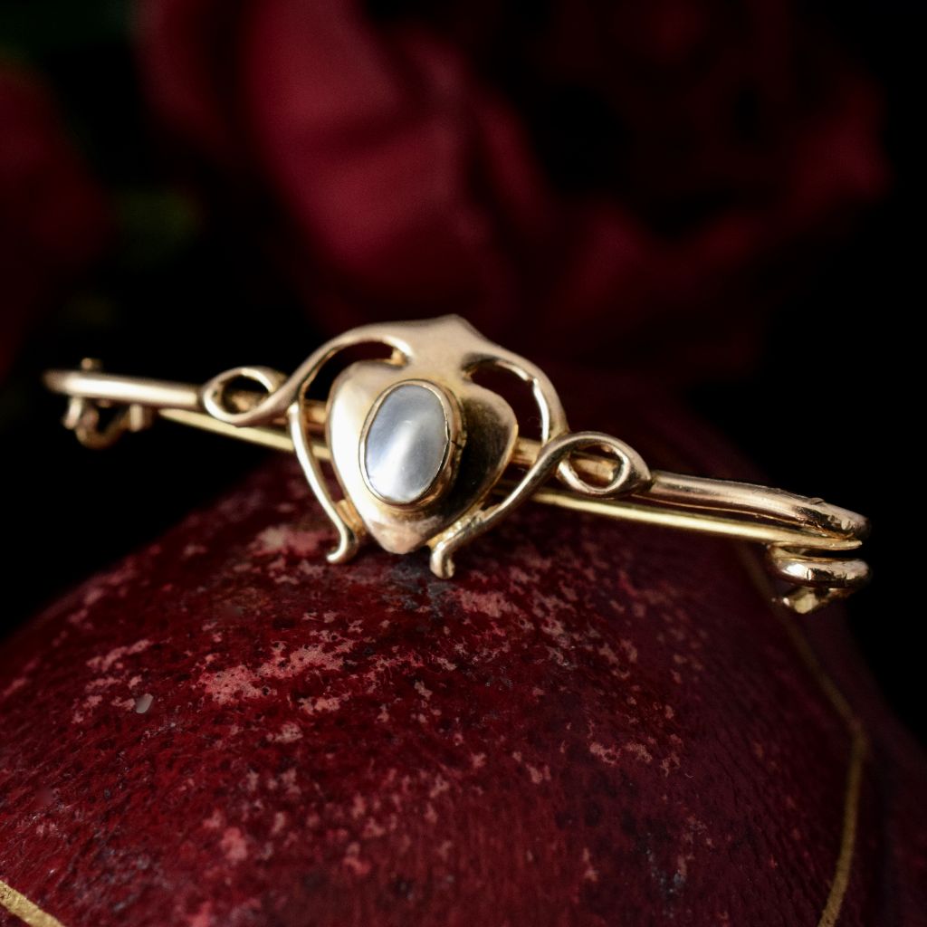 Art Nouveau / Arts & Crafts 9ct Blister Pearl Brooch By Henry Mathews 1905