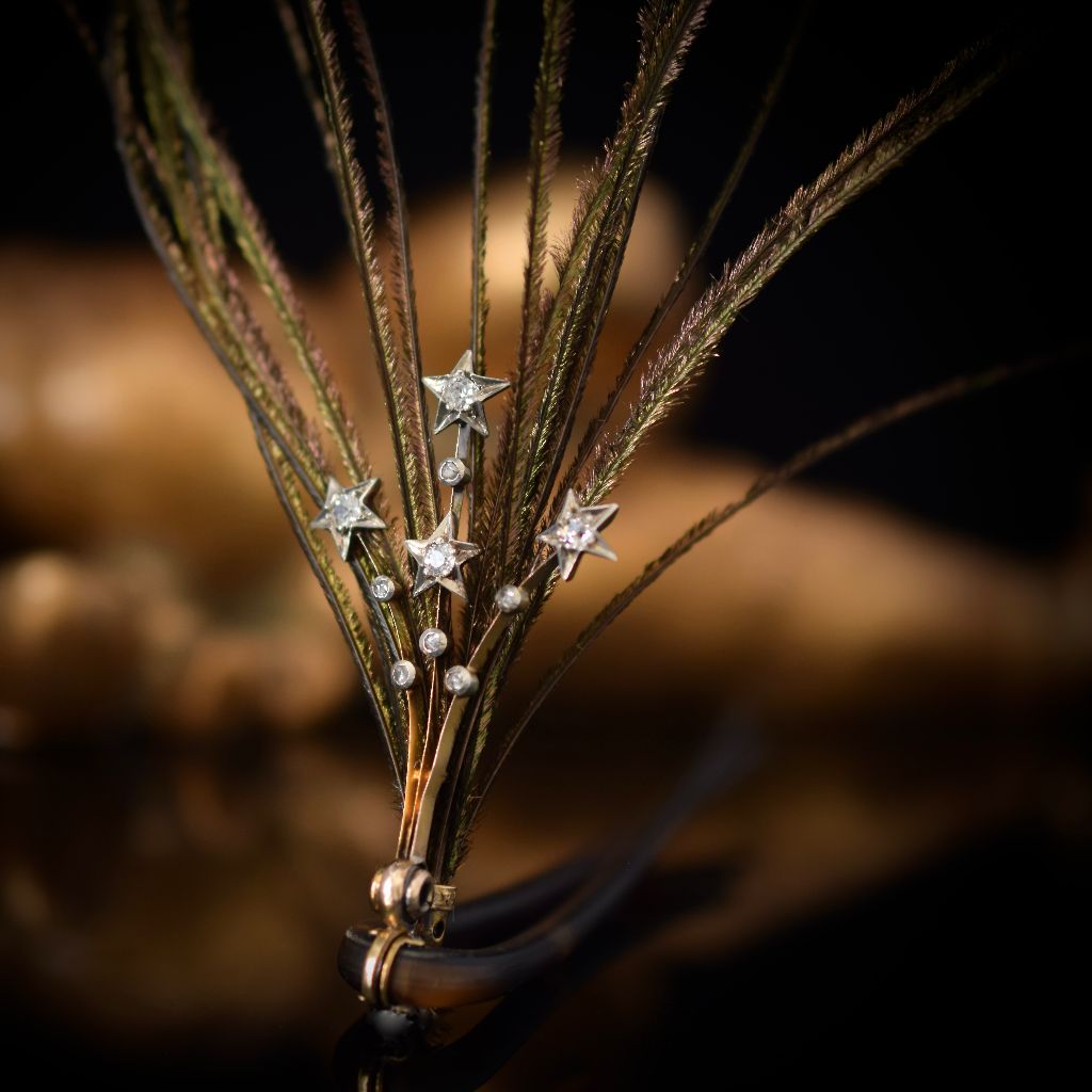 Antique Victorian 15ct Gold And Diamond Airgrette Circa 1890-1900