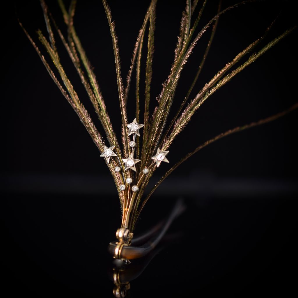 Antique Victorian 15ct Gold And Diamond Airgrette Circa 1890-1900