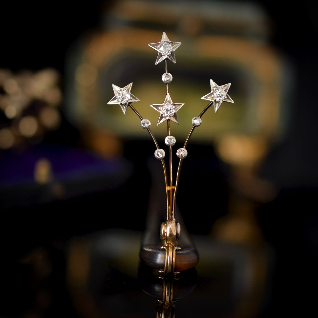 Antique Victorian 15ct Gold And Diamond Airgrette Circa 1890-1900