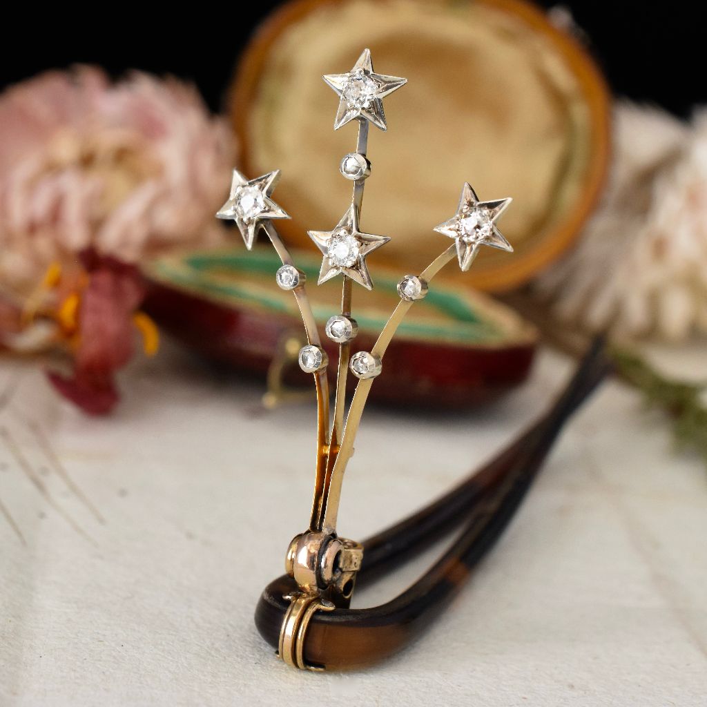 Antique Victorian 15ct Gold And Diamond Airgrette Circa 1890-1900