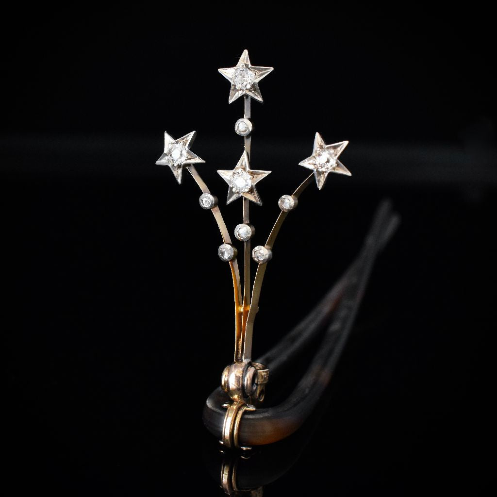 Antique Victorian 15ct Gold And Diamond Airgrette Circa 1890-1900