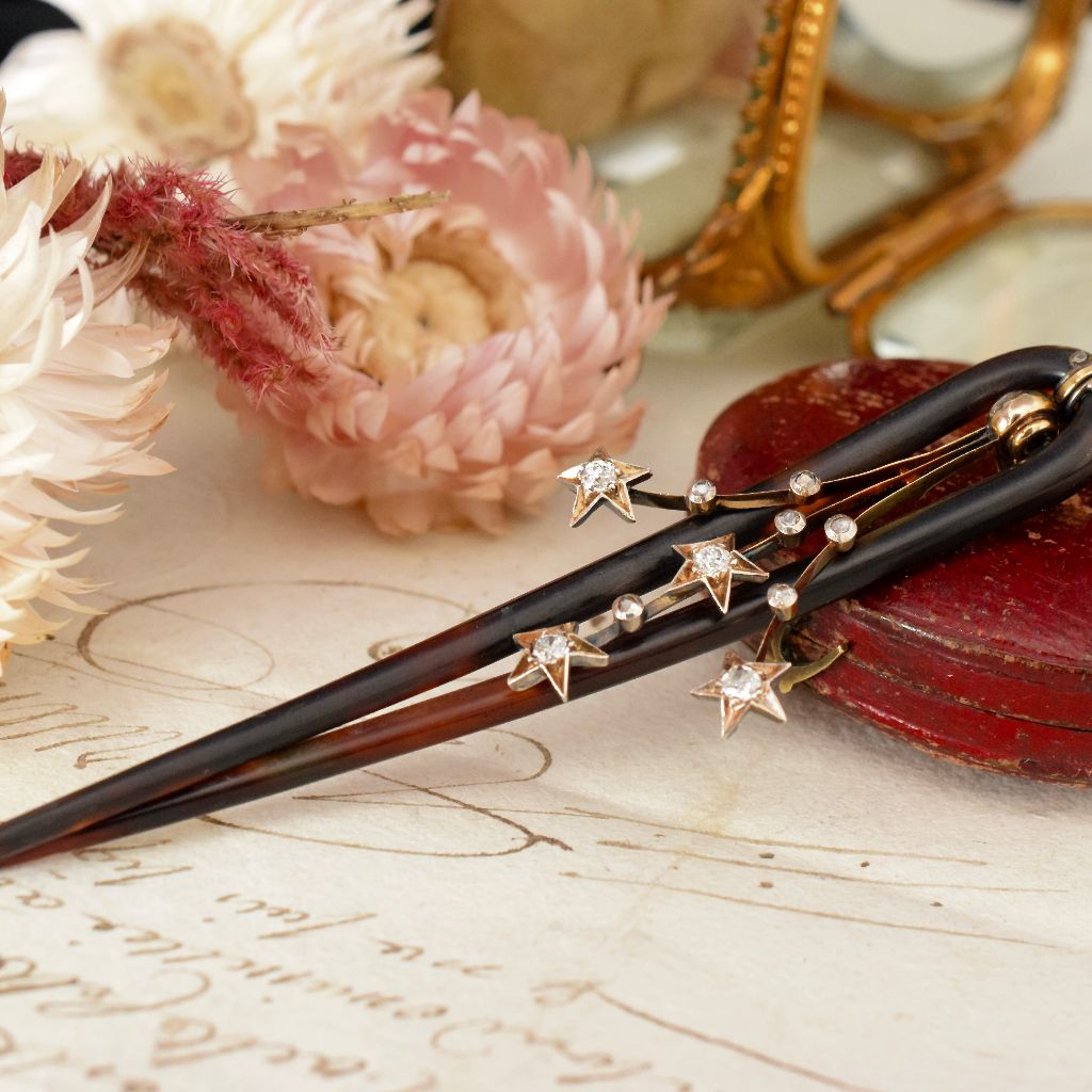 Antique Victorian 15ct Gold And Diamond Airgrette Circa 1890-1900