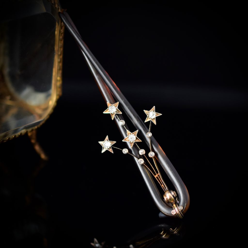 Antique Victorian 15ct Gold And Diamond Airgrette Circa 1890-1900