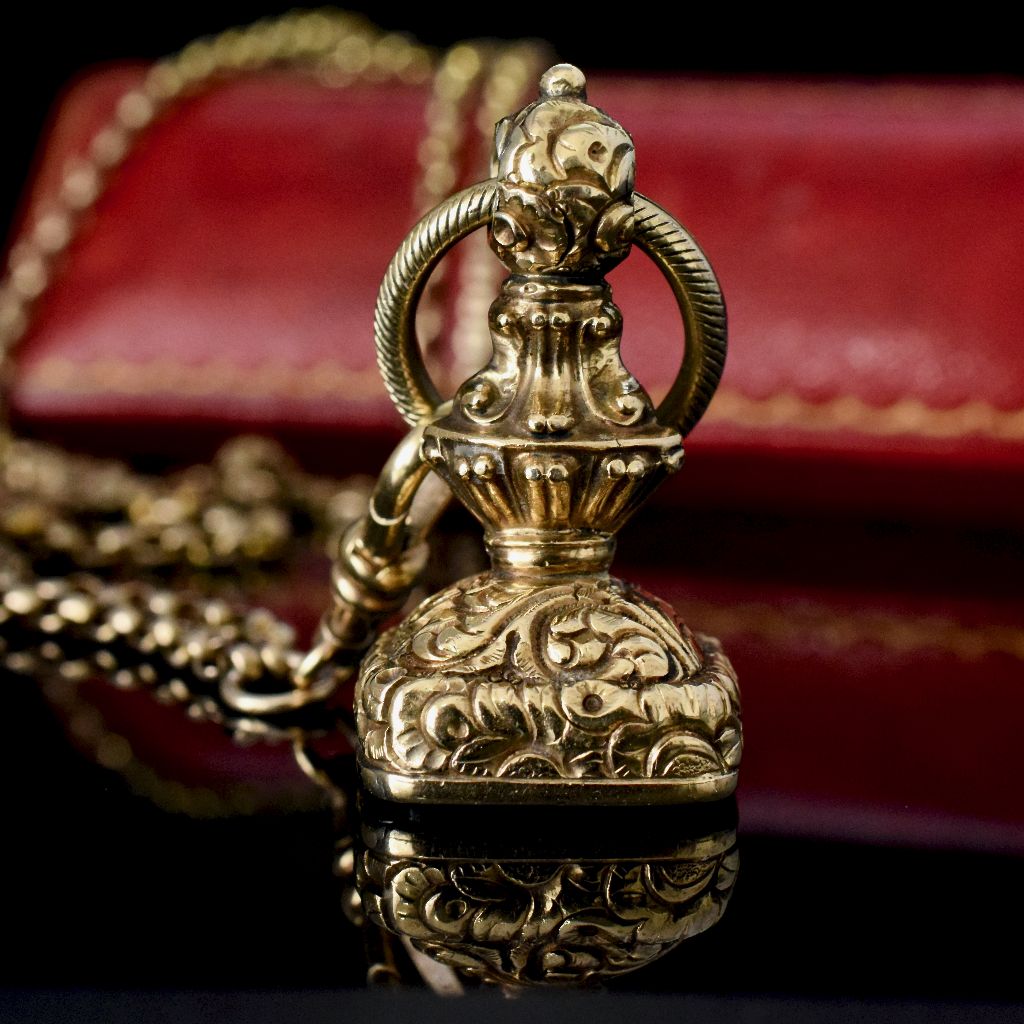 Antique Victorian 14ct Gold and Bloodstone Intaglio Fob Wax Seal