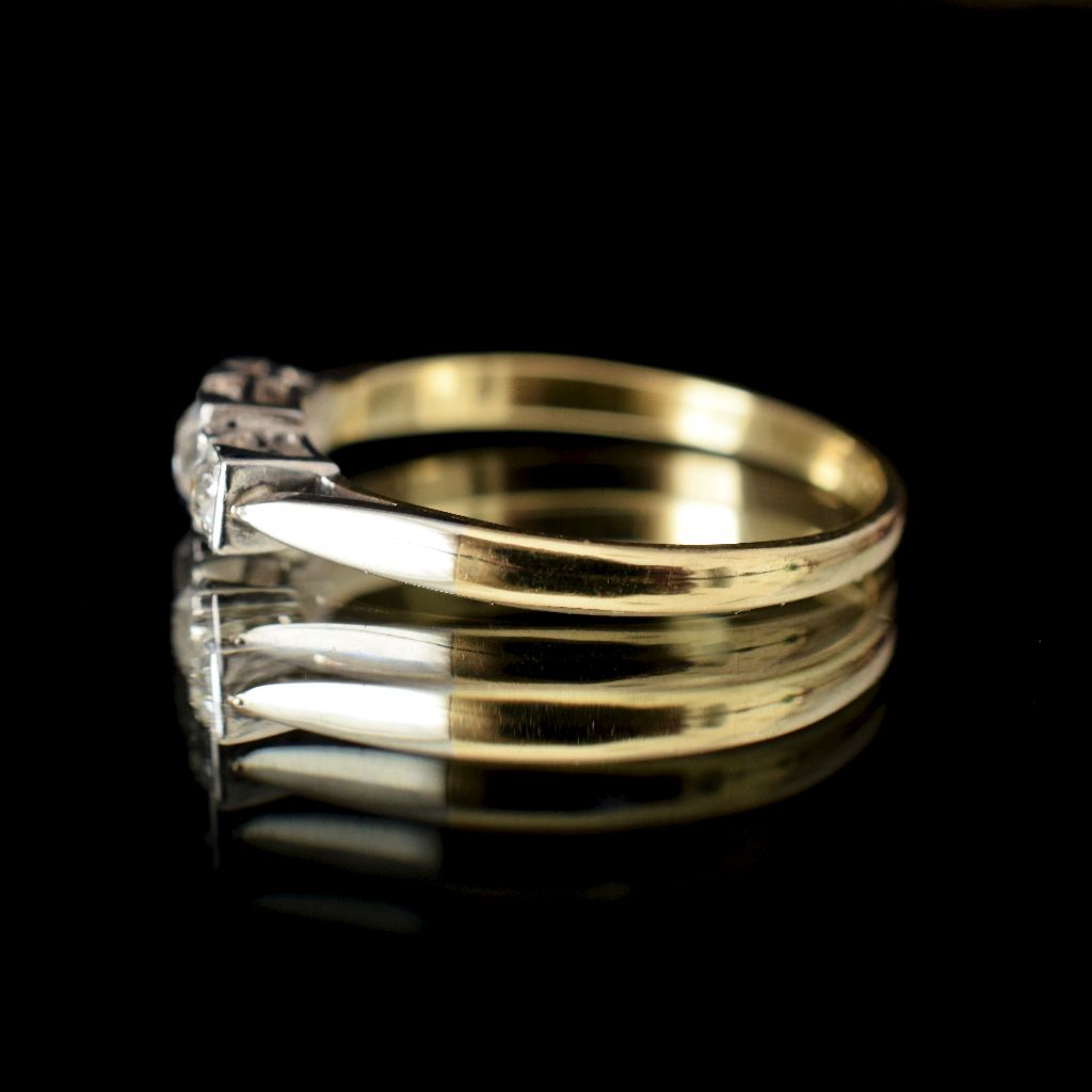 Antique 18ct Gold Old Mine Cut Diamond Trilogy Ring Circa 1930’s