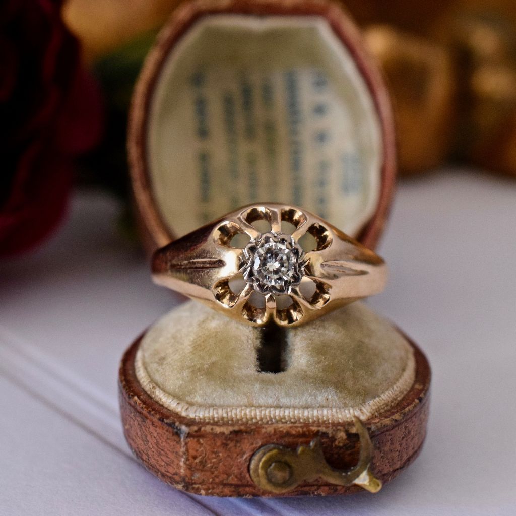 Vintage ‘Antique Style’ 9ct Yellow Gold Diamond Ring