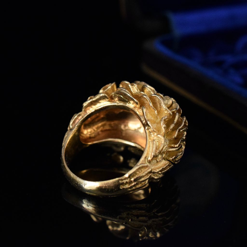 Chic Designer Style 18ct Yellow Gold Textured Ring 15.79 Grams