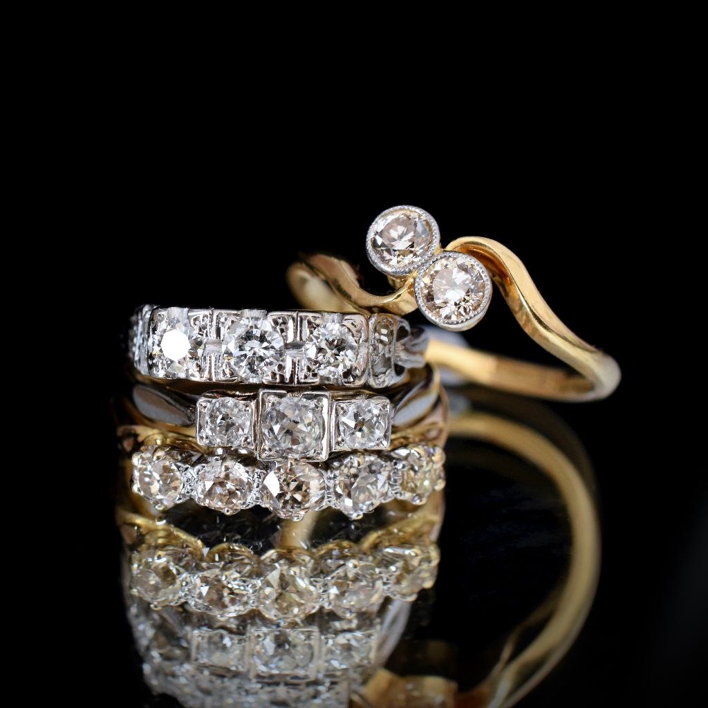 Antique Art Deco 18ct And Platinum Diamond ‘Toi et Moi’ Ring Circa 1905