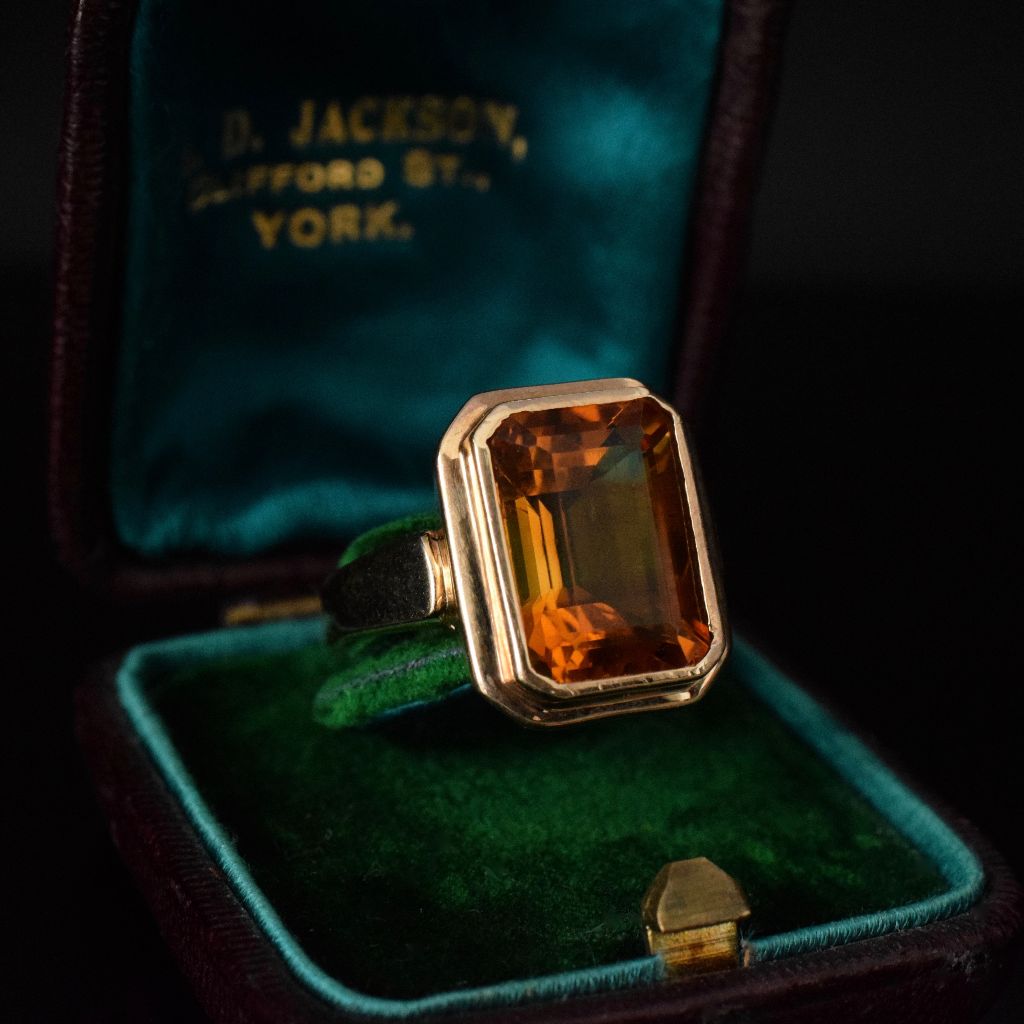 Modern Large Citrine 9ct Yellow Gold Ring