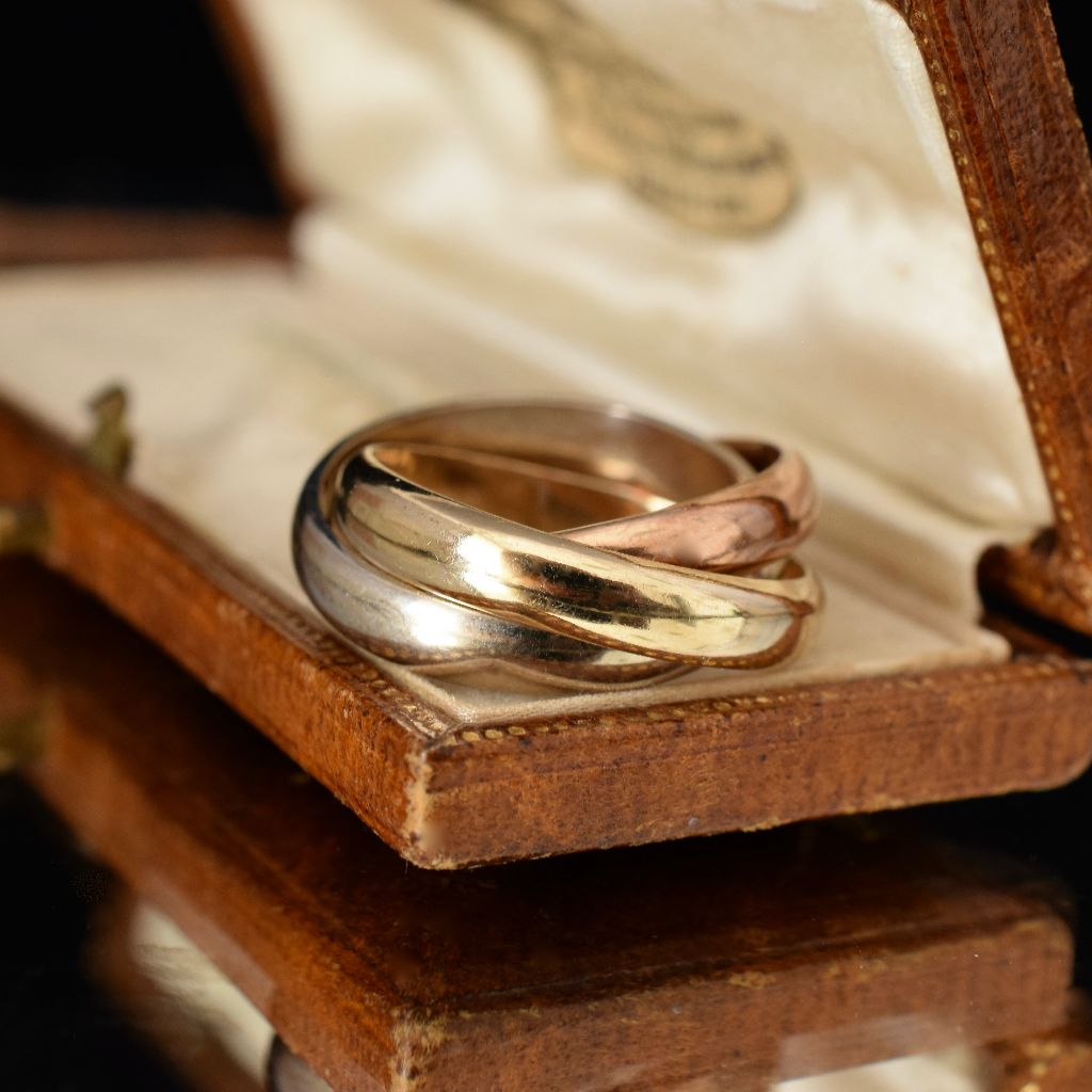 Vintage 9ct Yellow, White, Rose Gold Russian Wedding Band 9.04 Grams
