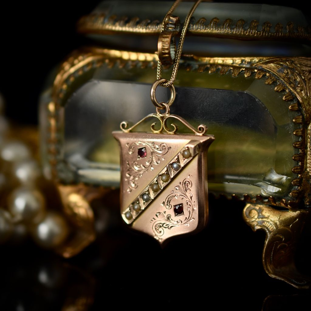 Antique Australian 9ct Rose Gold ‘Willis and Sons’ Shield Pendant Circa 1910