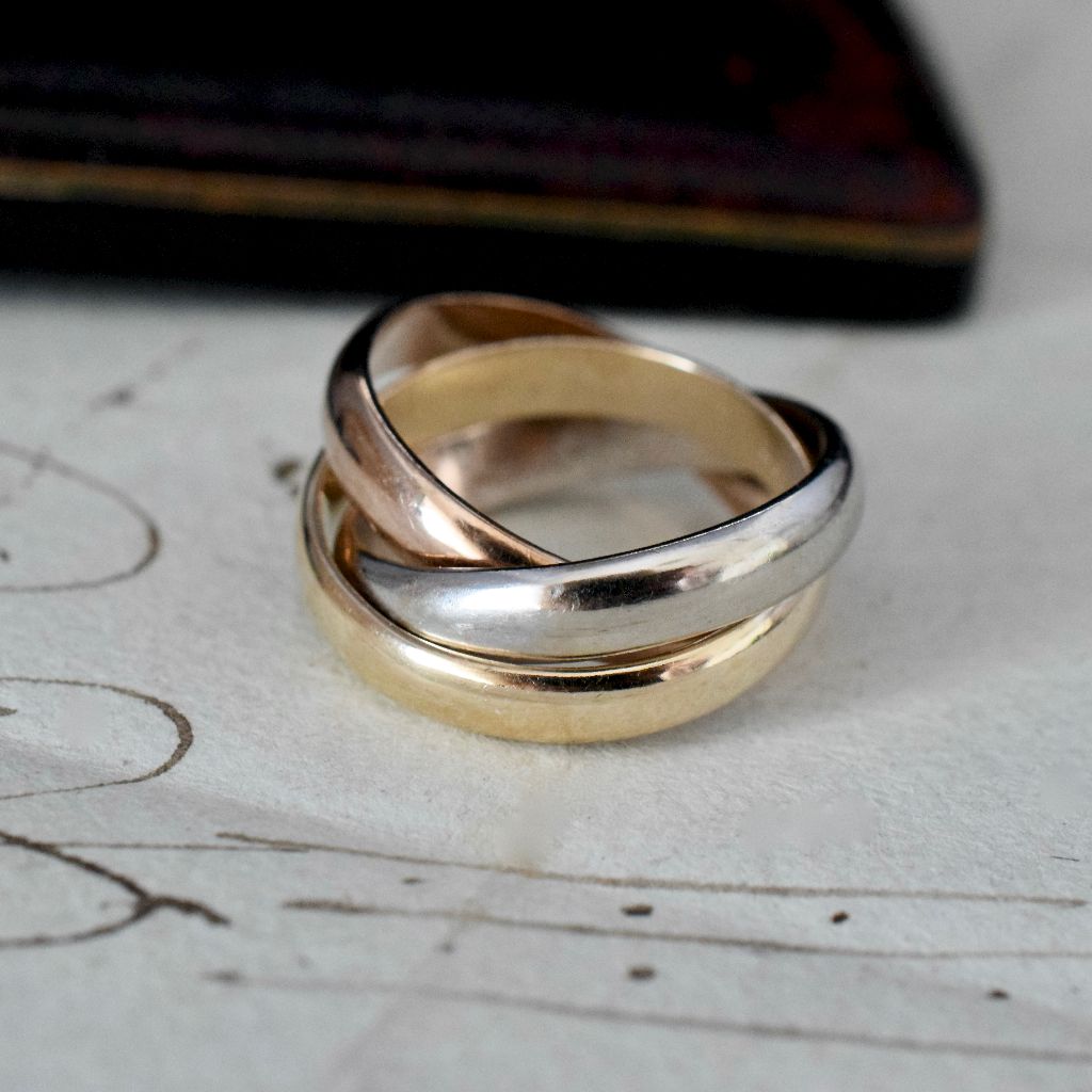 Vintage 9ct Yellow, White, Rose Gold Russian Wedding Band 9.04 Grams
