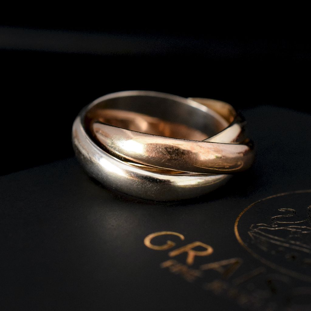 Vintage 9ct Yellow, White, Rose Gold Russian Wedding Band 9.04 Grams