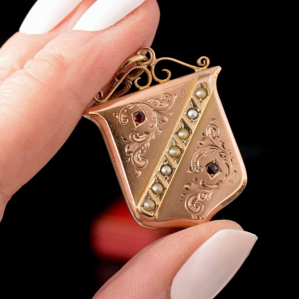 Antique Australian 9ct Rose Gold ‘Willis and Sons’ Shield Pendant Circa 1910