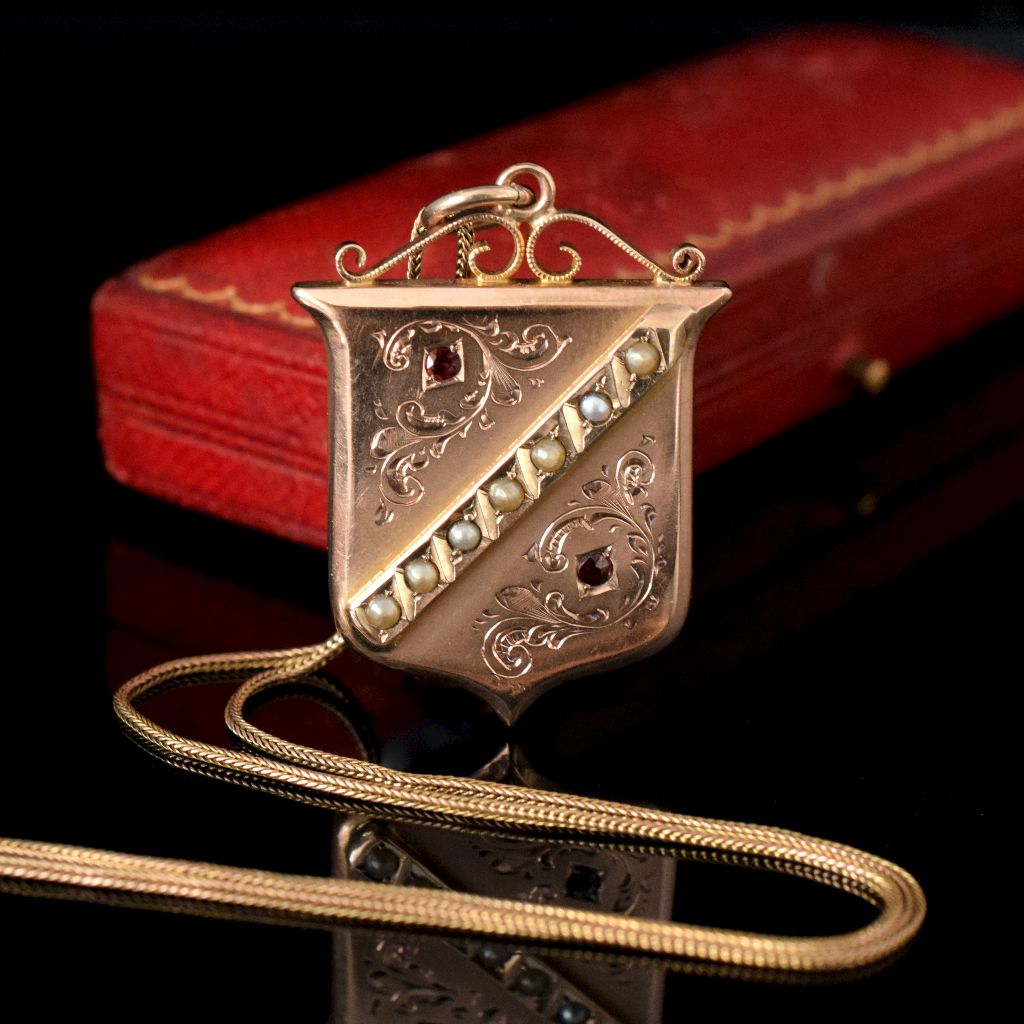 Antique Australian 9ct Rose Gold ‘Willis and Sons’ Shield Pendant Circa 1910