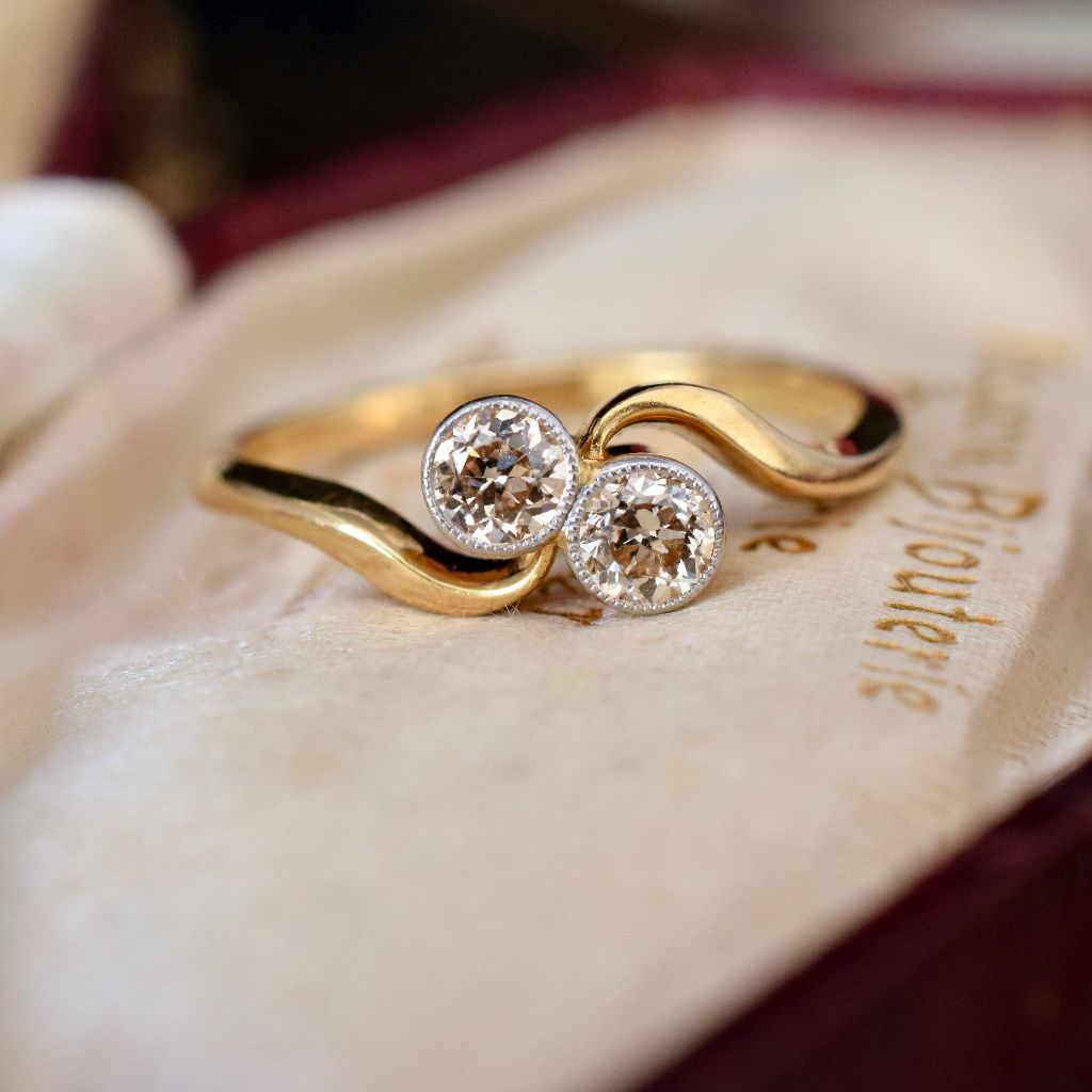 Antique Art Deco 18ct And Platinum Diamond ‘Toi et Moi’ Ring Circa 1905