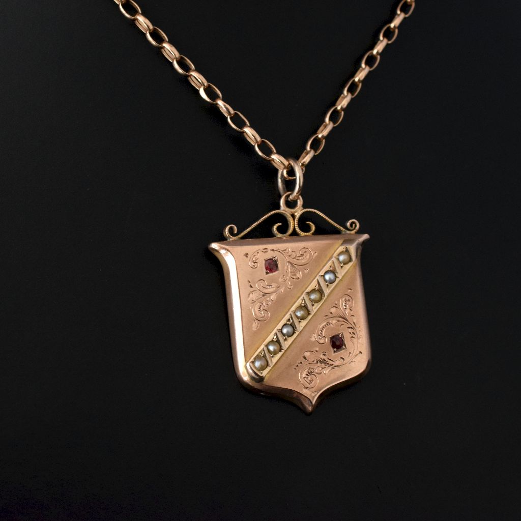 Antique Australian 9ct Rose Gold ‘Willis and Sons’ Shield Pendant Circa 1910