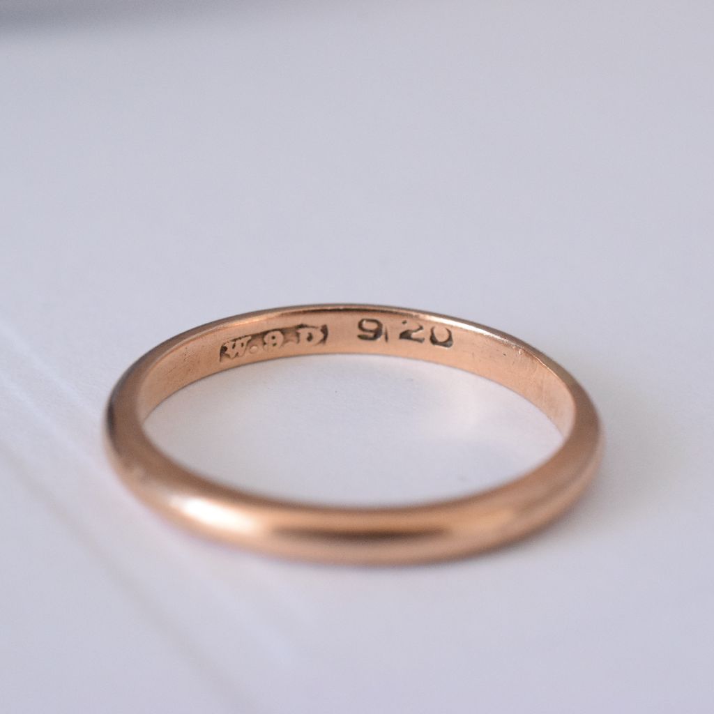 Antique Edwardian 9ct Rose Gold Wedder/Band by William Dunkling