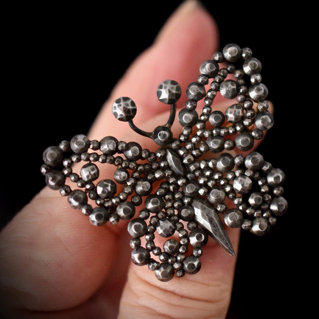 Georgian / Early Victorian Cut Steel Butterfly Brooch