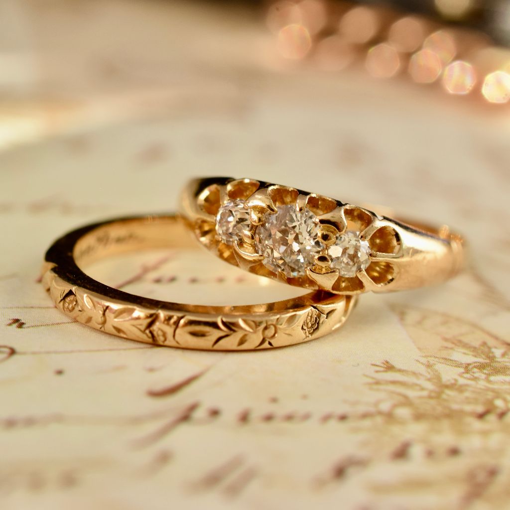 Antique Edwardian 18ct Gold Old European Cut Diamond Ring