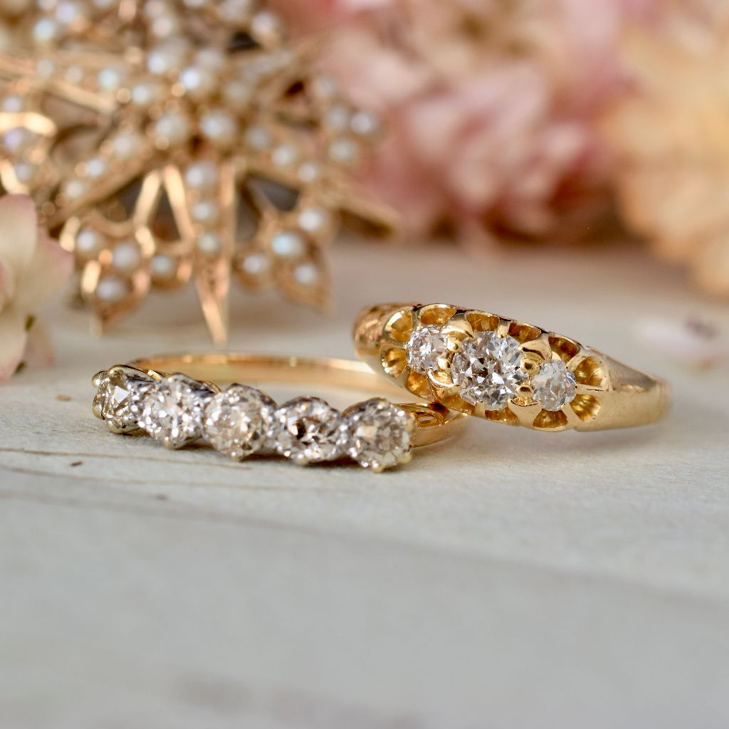 Antique Edwardian 18ct Gold Old European Cut Diamond Ring