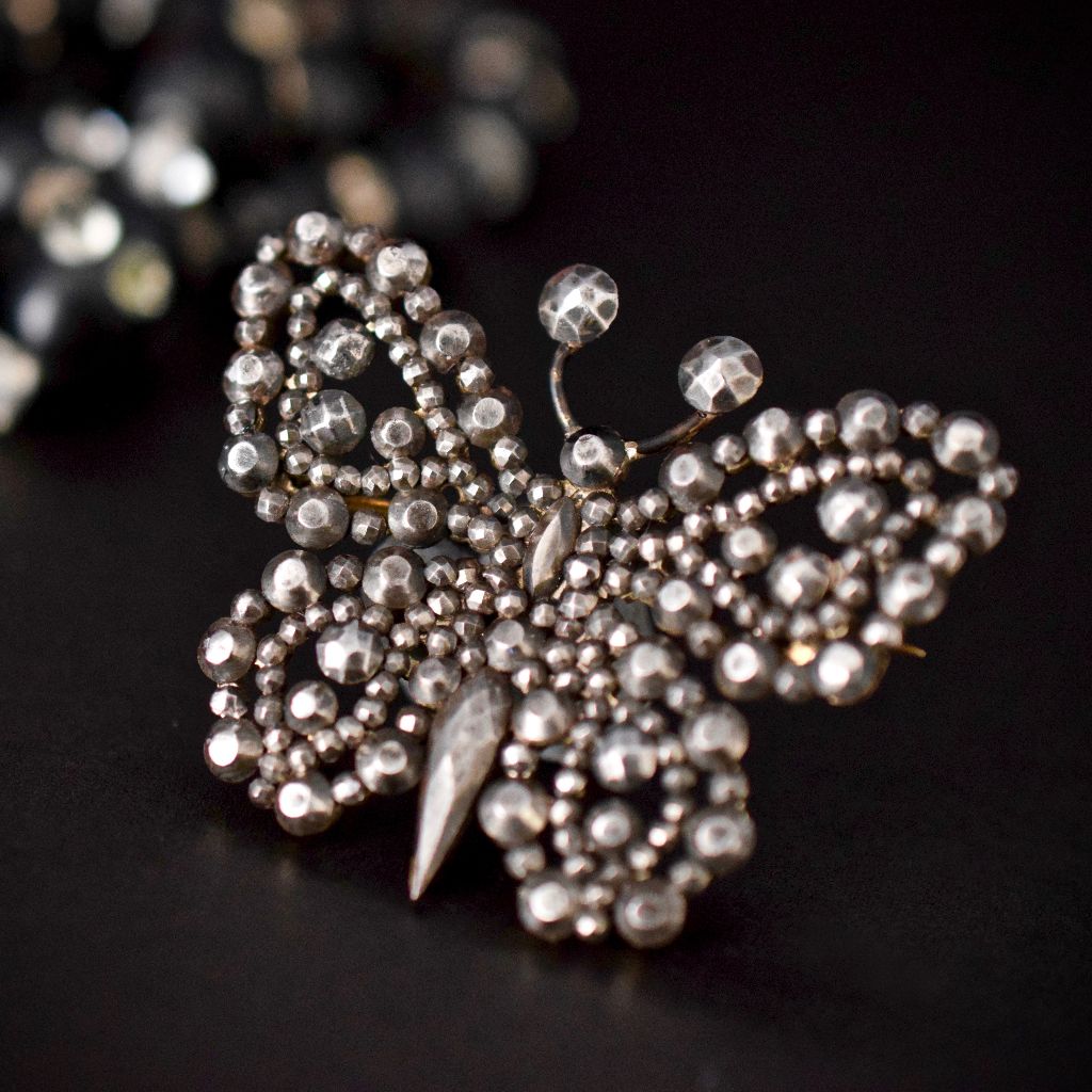 Georgian / Early Victorian Cut Steel Butterfly Brooch