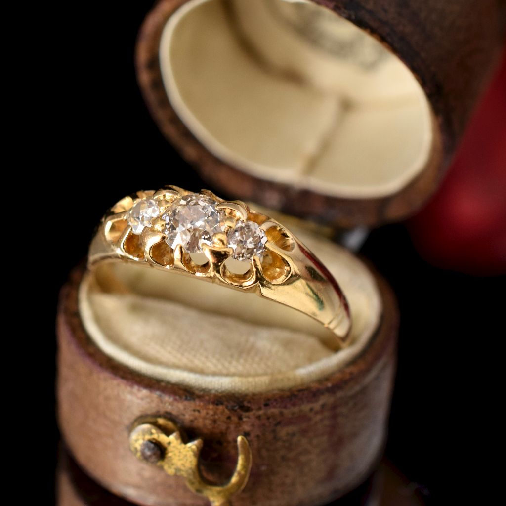Antique Edwardian 18ct Gold Old European Cut Diamond Ring