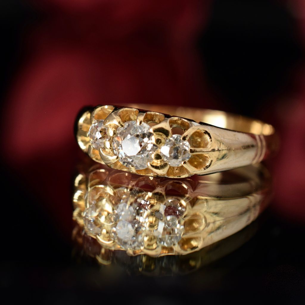 Antique Edwardian 18ct Gold Old European Cut Diamond Ring