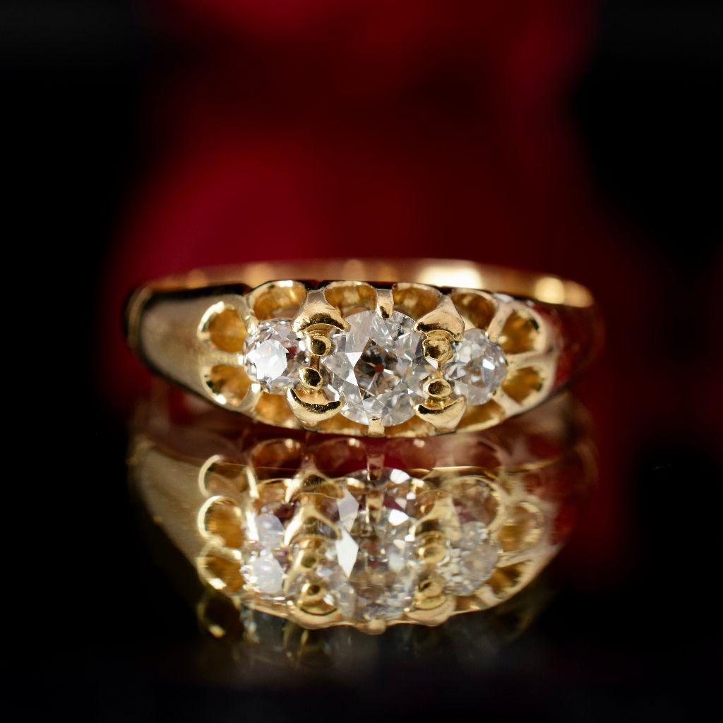 Antique Edwardian 18ct Gold Old European Cut Diamond Ring