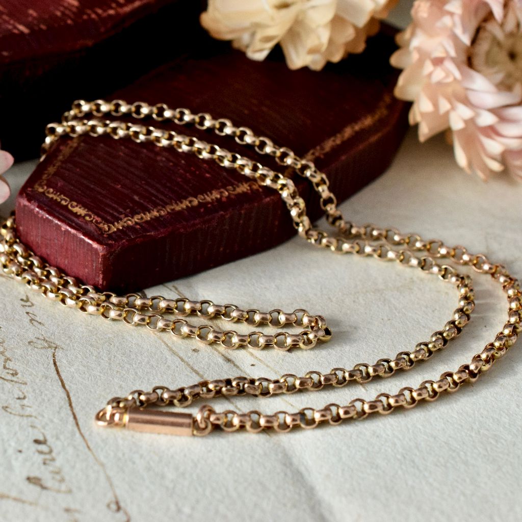 Antique Victorian 9ct Rose Gold Belcher Link Chain Necklace