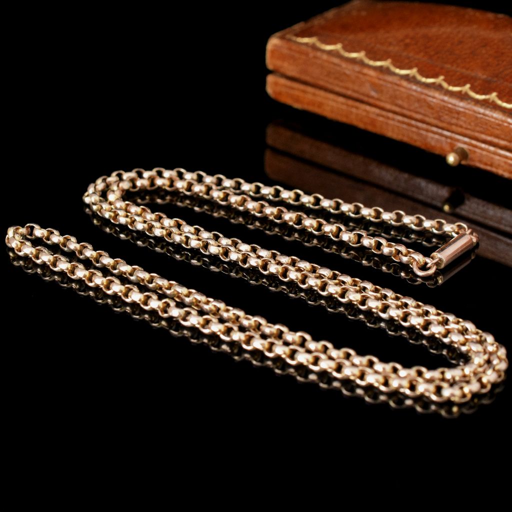Antique Victorian 9ct Rose Gold Belcher Link Chain Necklace