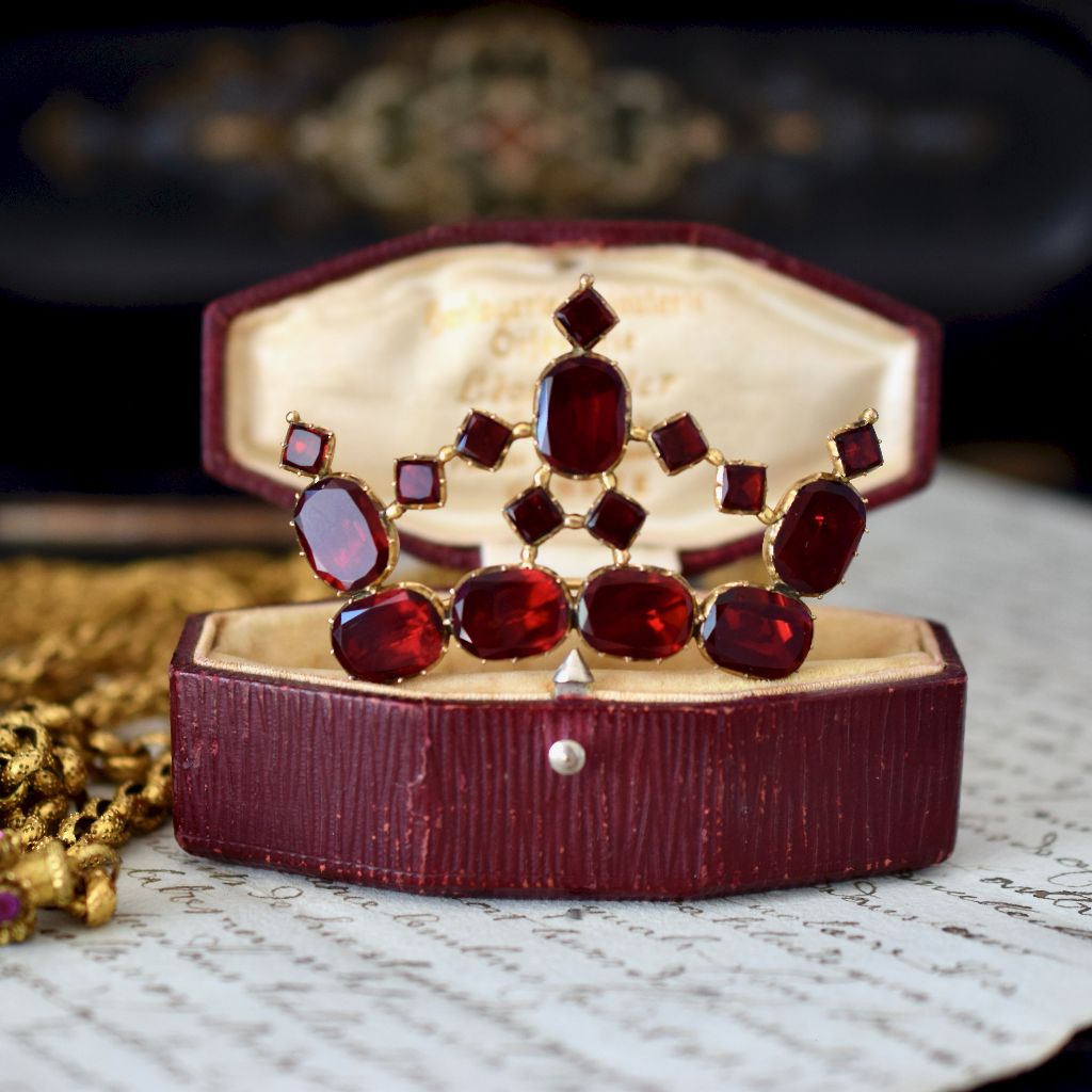 Antique Georgian Foil Backed Red Paste Pinchbeck ‘Diadem’ Brooch Circa 1800