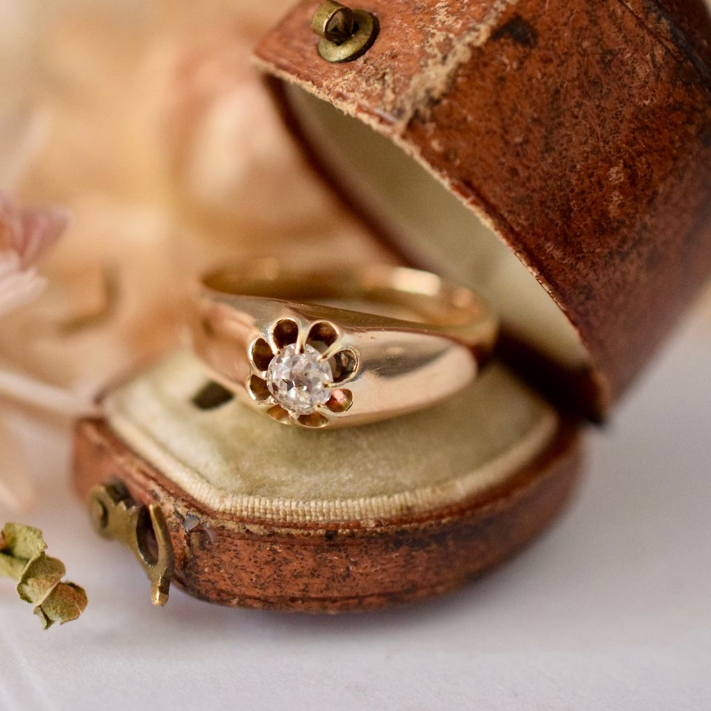 Antique 15ct Yellow Gold ‘Belcher’ Set 0.20ct Diamond Ring