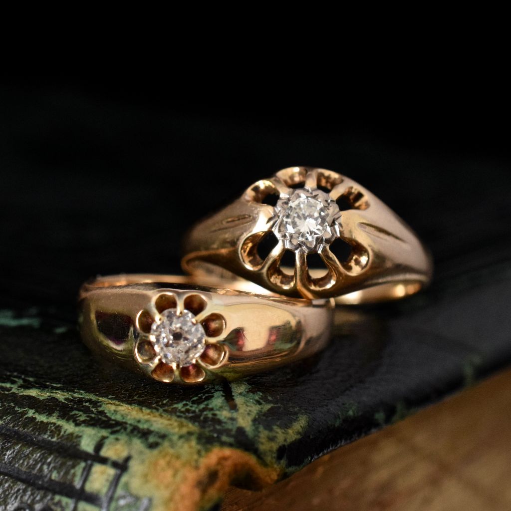 Antique 15ct Yellow Gold ‘Belcher’ Set 0.20ct Diamond Ring