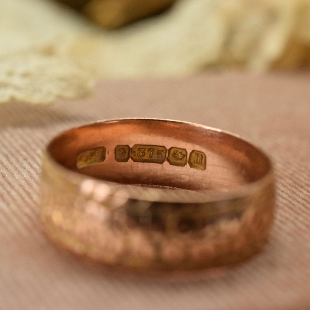 Antique Edwardian 9ct Rose Gold ‘Ivy Leaf’ Wide Band