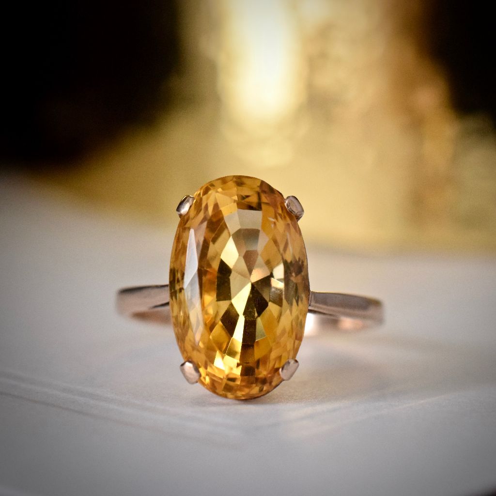 Vintage 9ct Rose Gold Oval Faceted Citrine Ring