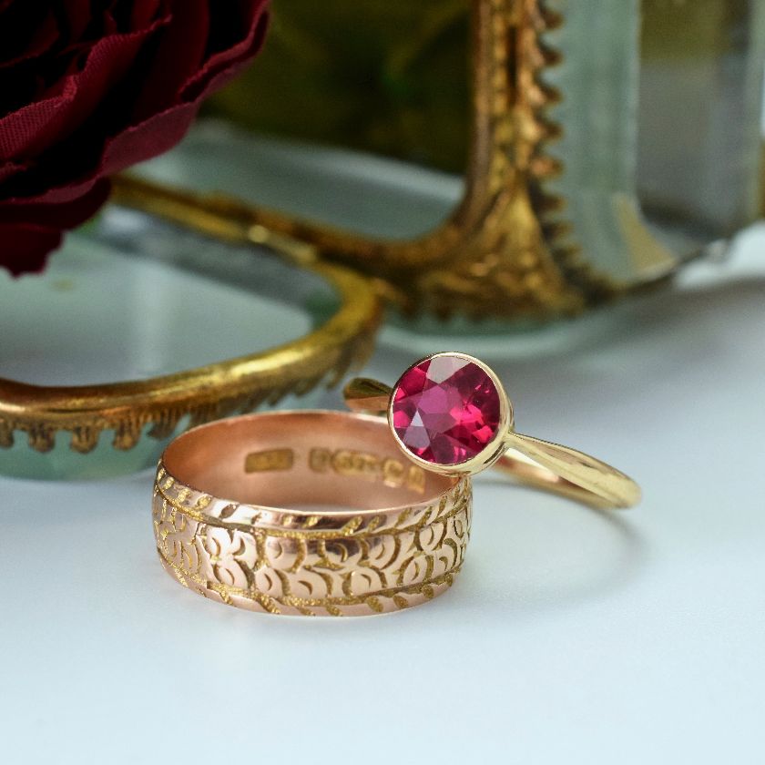 Antique 15ct Rose Gold Man Made Ruby Circa pre 1932