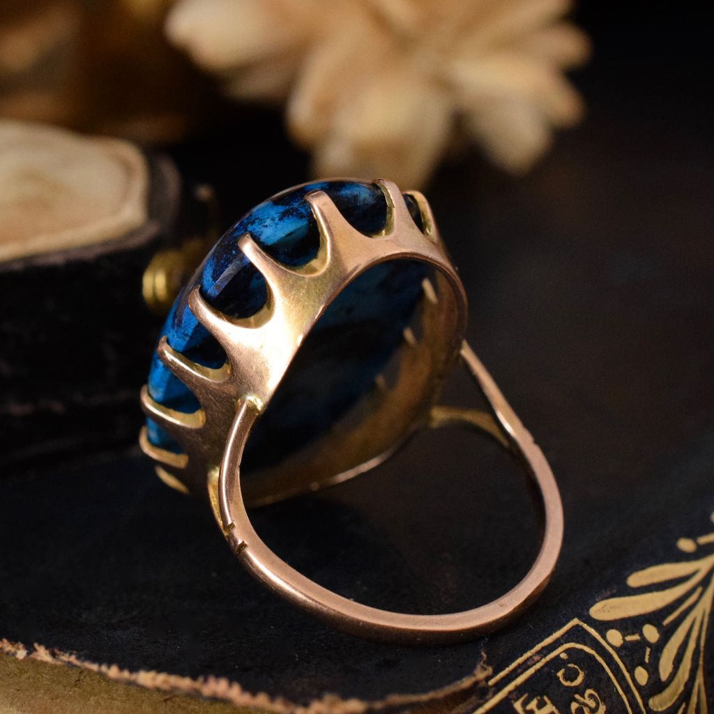 Early Australian 9ct Rose Gold Azurite/Chrysocolla Ring