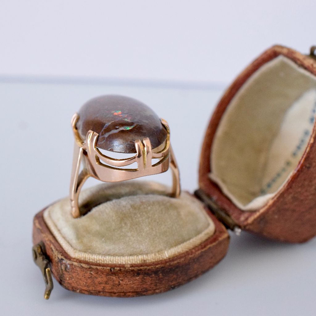 Vintage 9ct Gold large Natural Australian Boulder Opal Ring