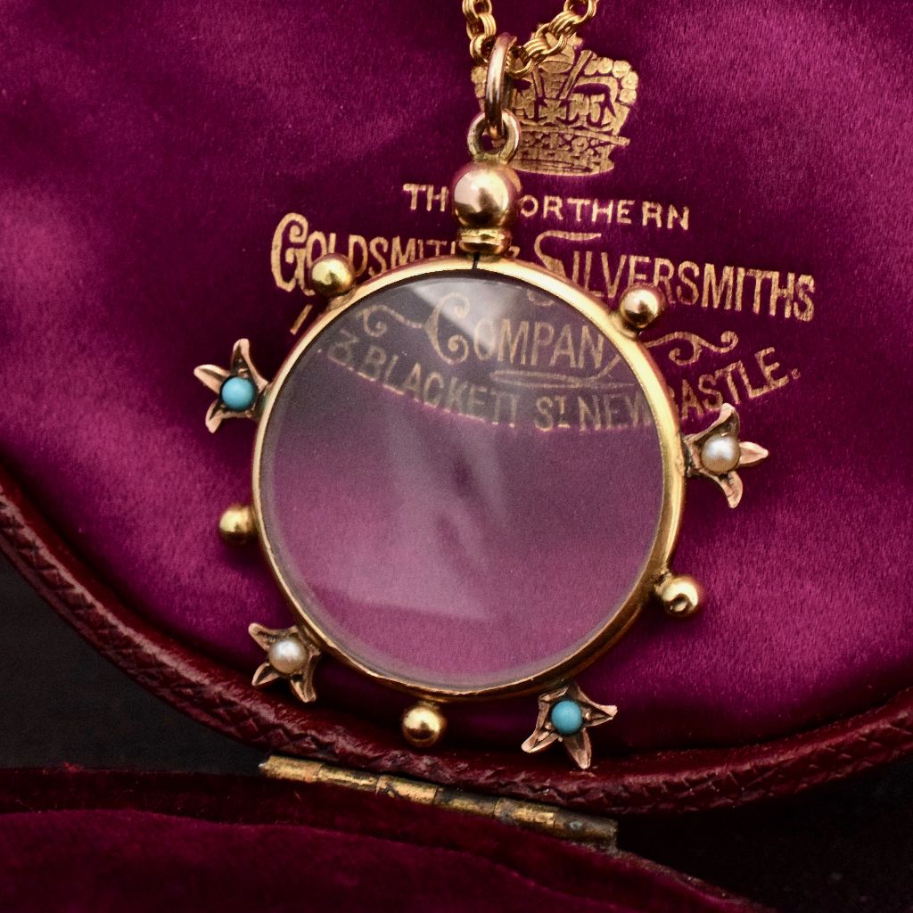 Antique Australian Turquoise Seed Pearl Photo-locket Circa 1900