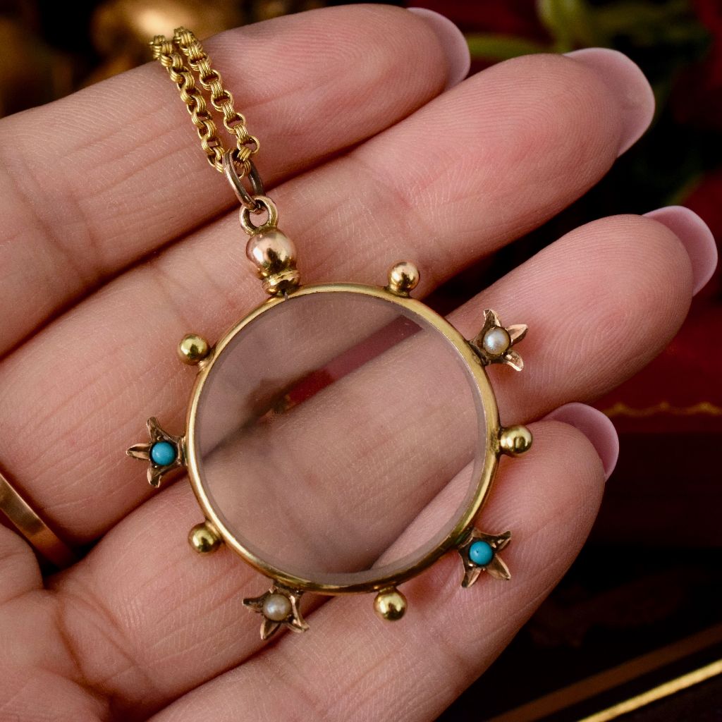 Antique Australian Turquoise Seed Pearl Photo-locket Circa 1900