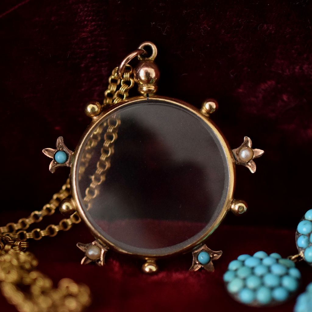 Antique Australian Turquoise Seed Pearl Photo-locket Circa 1900