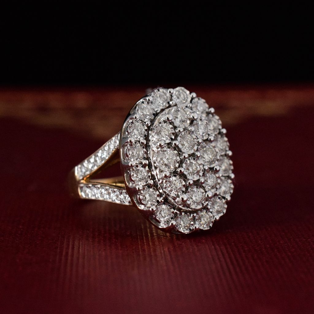 Modern 9ct Yellow Gold Diamond Cluster 1.25cts