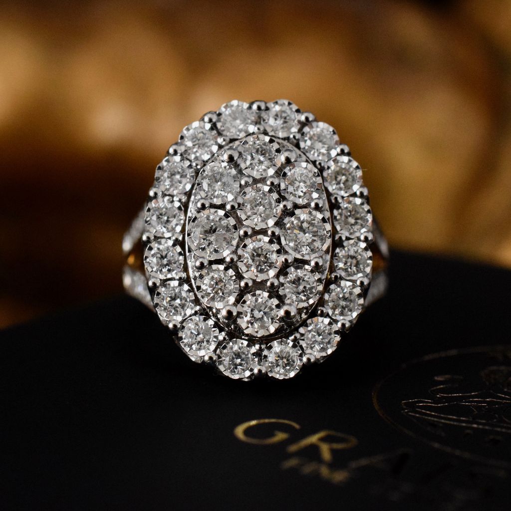 Modern 9ct Yellow Gold Diamond Cluster 1.25cts