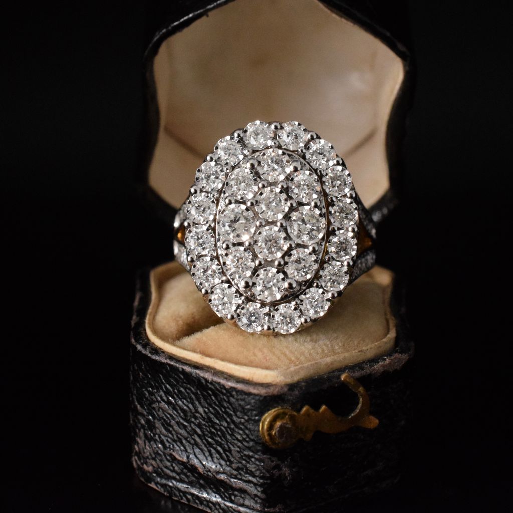 Modern 9ct Yellow Gold Diamond Cluster 1.25cts