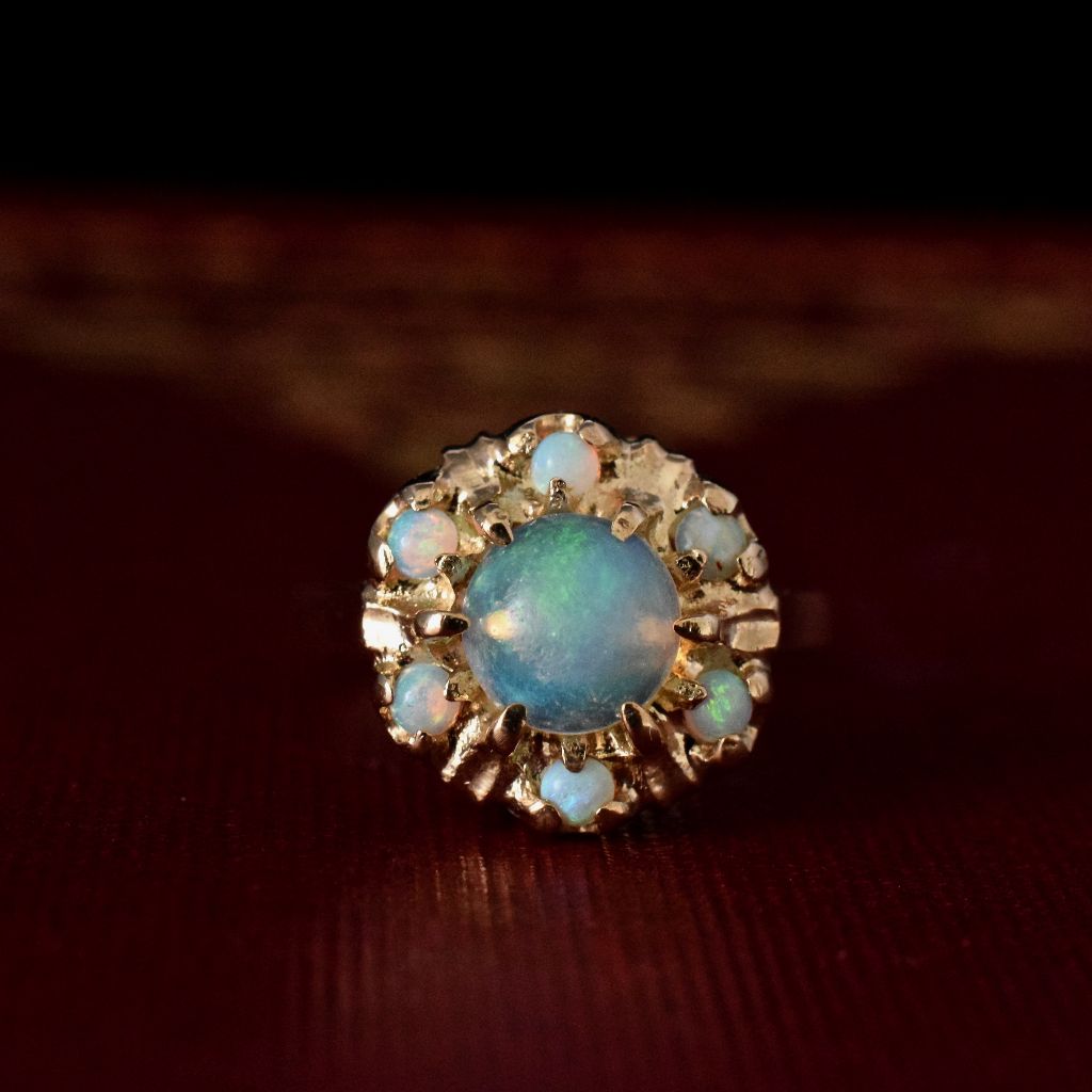 Vintage Jelly Opal Cluster 10k Yellow Gold