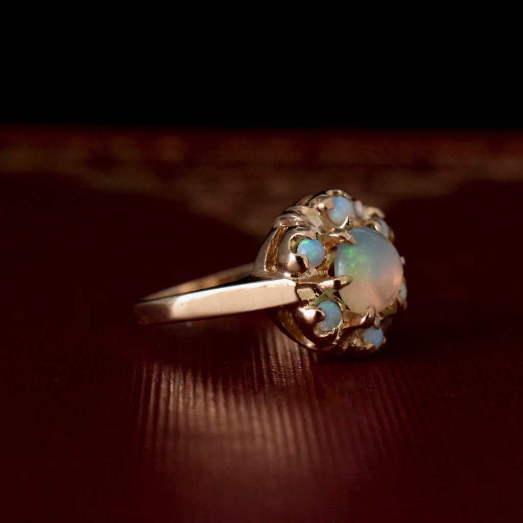 Vintage Jelly Opal Cluster 10k Yellow Gold