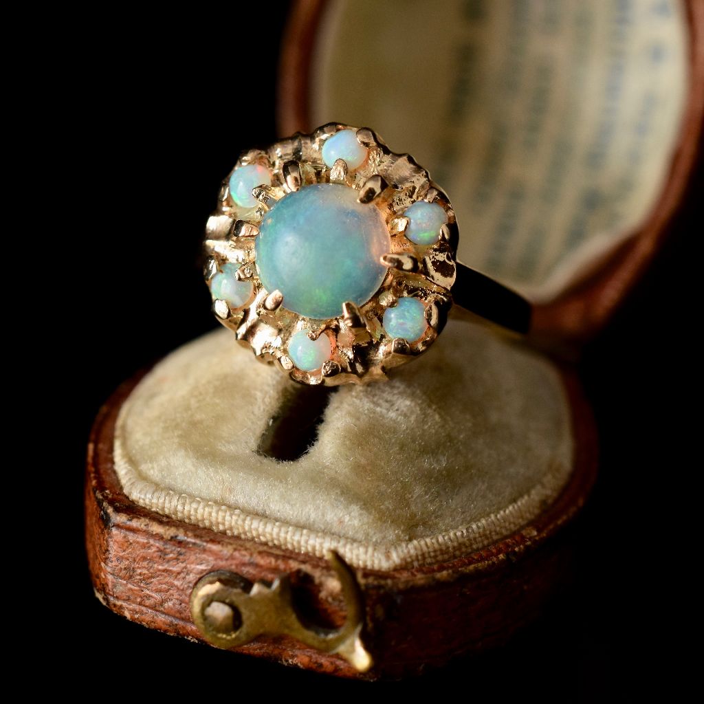 Vintage Jelly Opal Cluster 10k Yellow Gold